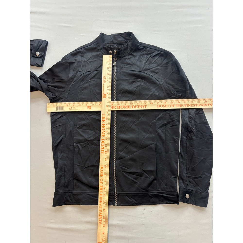 Express Mens Black Moto Cafe Racer Jacket Full Zip Snap Collar Size Large - Picture 3 of 5
